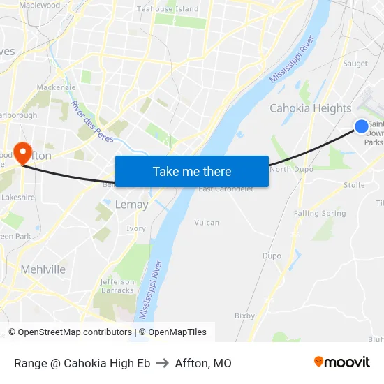 Range @ Cahokia High Eb to Affton, MO map