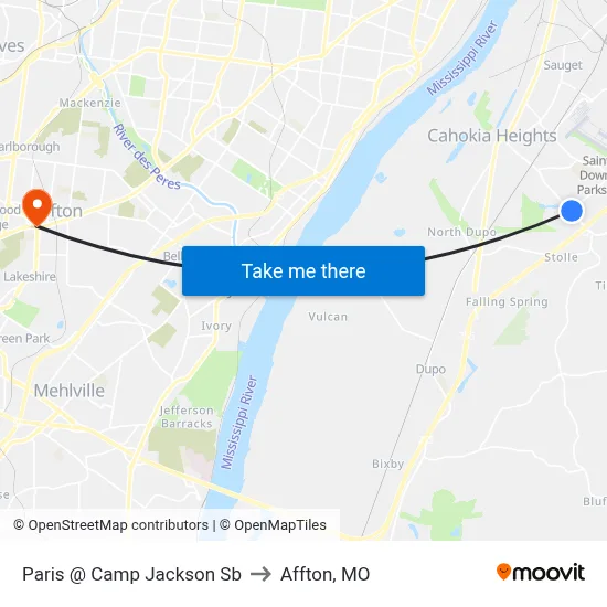 Paris @ Camp Jackson Sb to Affton, MO map