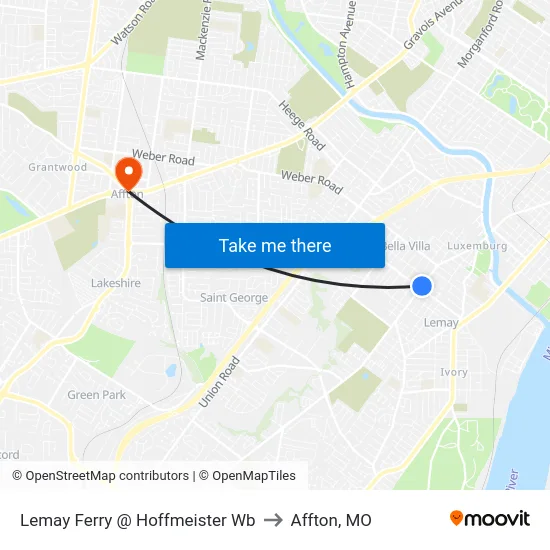 Lemay Ferry @ Hoffmeister Wb to Affton, MO map