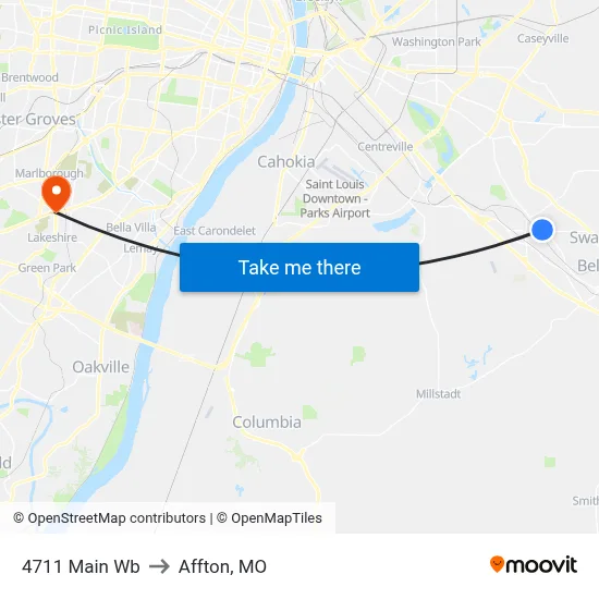 4711 Main Wb to Affton, MO map