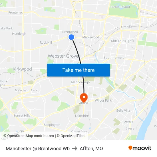 Manchester @ Brentwood Wb to Affton, MO map