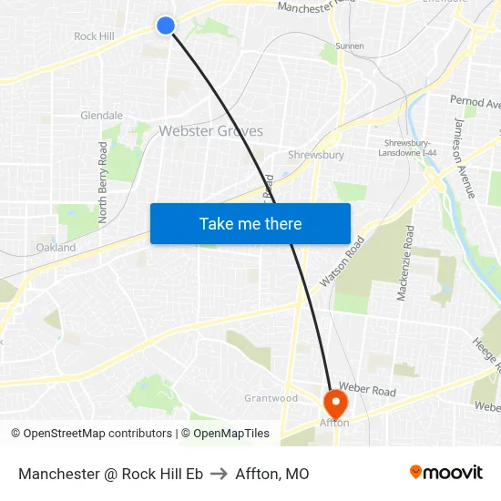 Manchester @ Rock Hill Eb to Affton, MO map