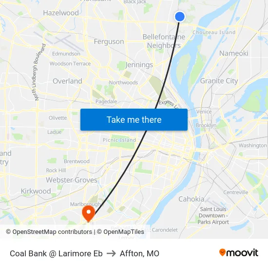 Coal Bank @ Larimore Eb to Affton, MO map