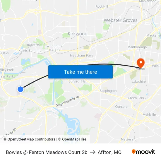 Bowles @ Fenton Meadows Court Sb to Affton, MO map