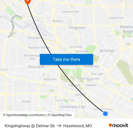 Kingshighway @ Delmar Sb to Hazelwood, MO map