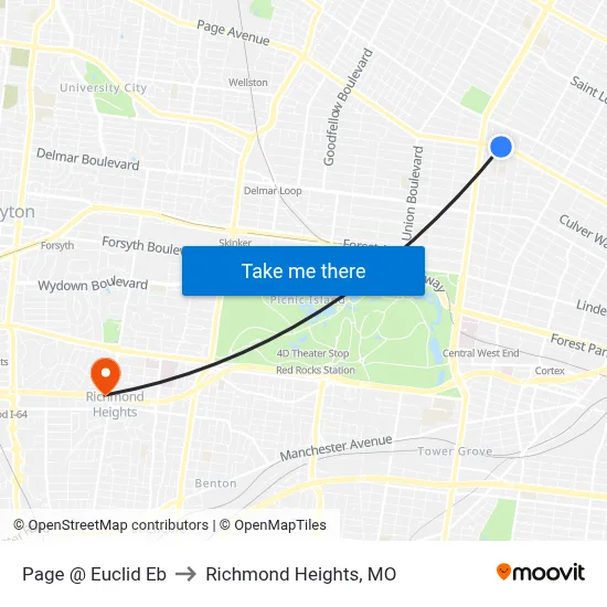 Page @ Euclid Eb to Richmond Heights, MO map