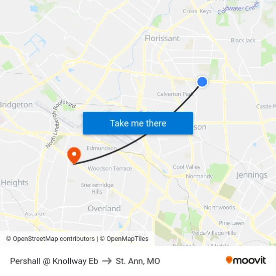 Pershall @ Knollway Eb to St. Ann, MO map