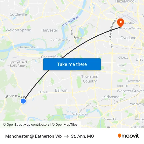 Manchester @ Eatherton Wb to St. Ann, MO map