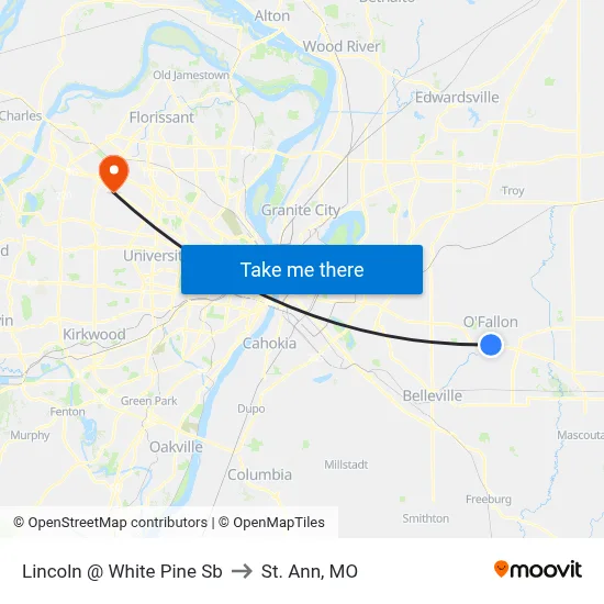 Lincoln @ White Pine Sb to St. Ann, MO map