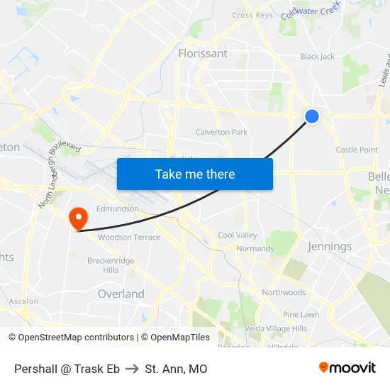 Pershall @ Trask Eb to St. Ann, MO map