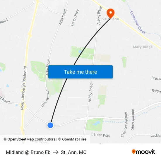 Midland @ Bruno Eb to St. Ann, MO map