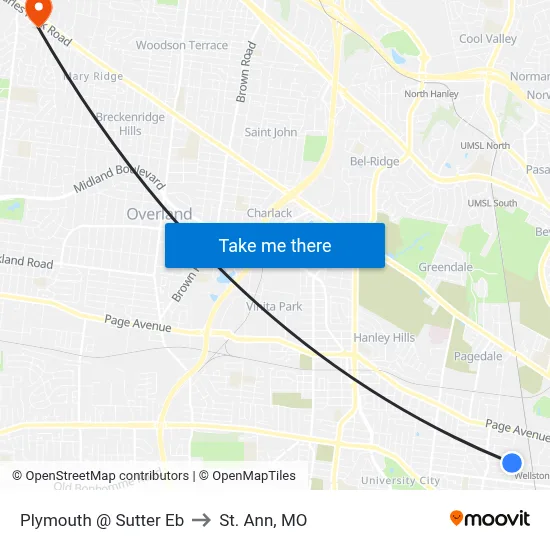 Plymouth @ Sutter Eb to St. Ann, MO map