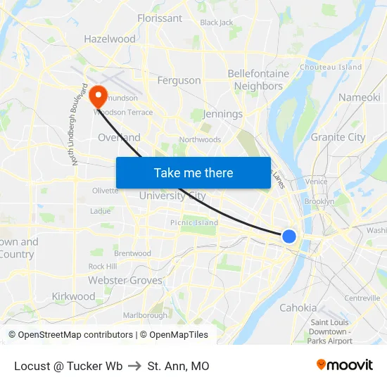 Locust @ Tucker Wb to St. Ann, MO map