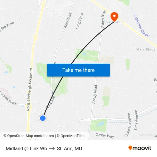 Midland @ Link Wb to St. Ann, MO map