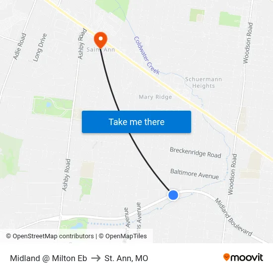 Midland @ Milton Eb to St. Ann, MO map
