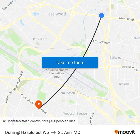 Dunn @ Hazelcrest Wb to St. Ann, MO map