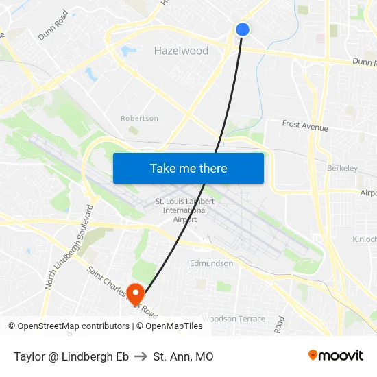 Taylor @ Lindbergh Eb to St. Ann, MO map