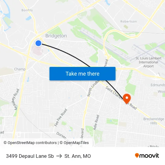 3499 Depaul Lane Sb to St. Ann, MO map