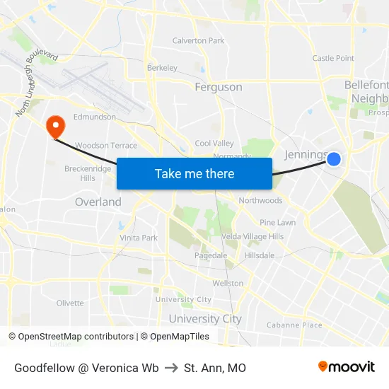 Goodfellow @ Veronica Wb to St. Ann, MO map
