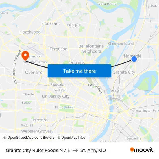 Granite City Ruler Foods N / E to St. Ann, MO map