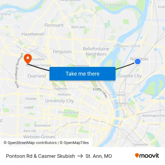 Pontoon Rd & Casmer Skubish to St. Ann, MO map