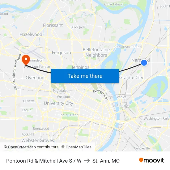 Pontoon Rd & Mitchell Ave S / W to St. Ann, MO map