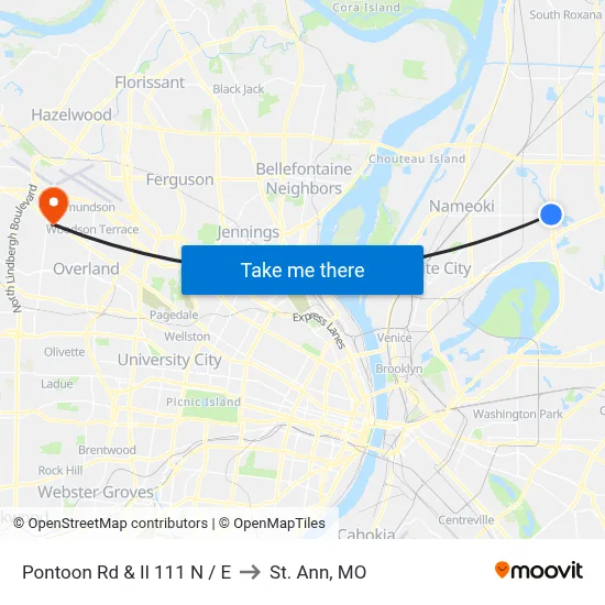 Pontoon Rd & Il 111 NE to St. Ann, MO map