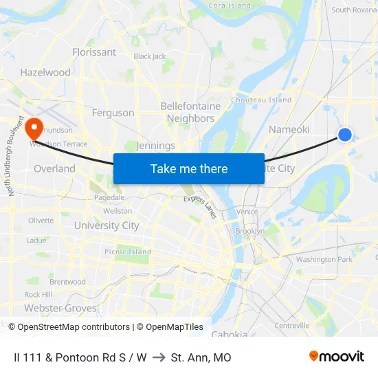 Il 111 & Pontoon Rd S / W to St. Ann, MO map
