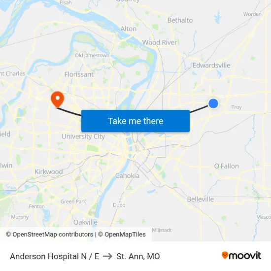 Anderson Hospital N / E to St. Ann, MO map
