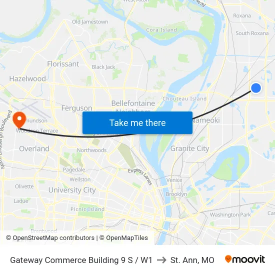 Gateway Commerce Building 9 S / W1 to St. Ann, MO map
