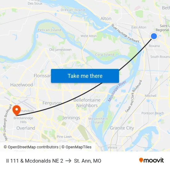 Il 111 & Mcdonalds NE 2 to St. Ann, MO map