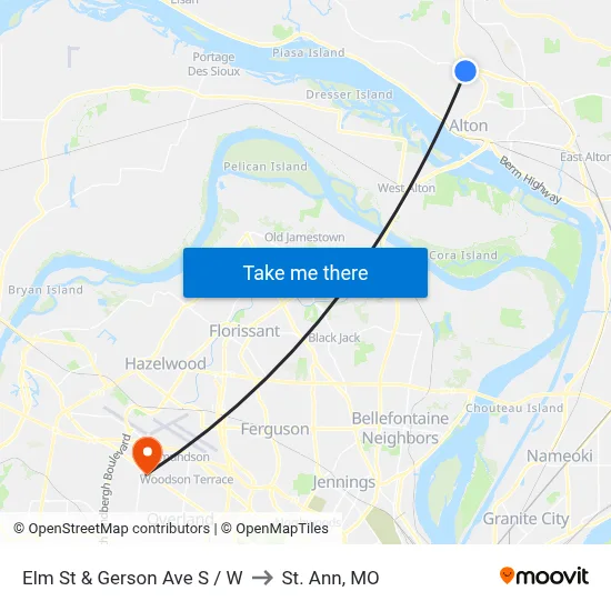 Elm St & Gerson Ave S / W to St. Ann, MO map