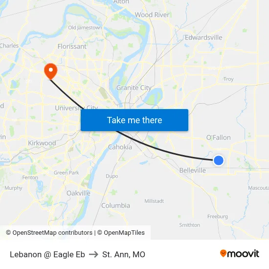 Lebanon @ Eagle Eb to St. Ann, MO map