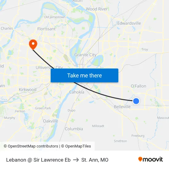 Lebanon @ Sir Lawrence Eb to St. Ann, MO map
