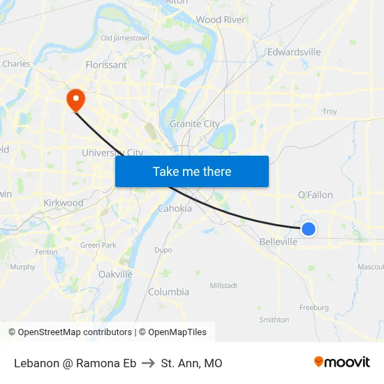 Lebanon @ Ramona Eb to St. Ann, MO map