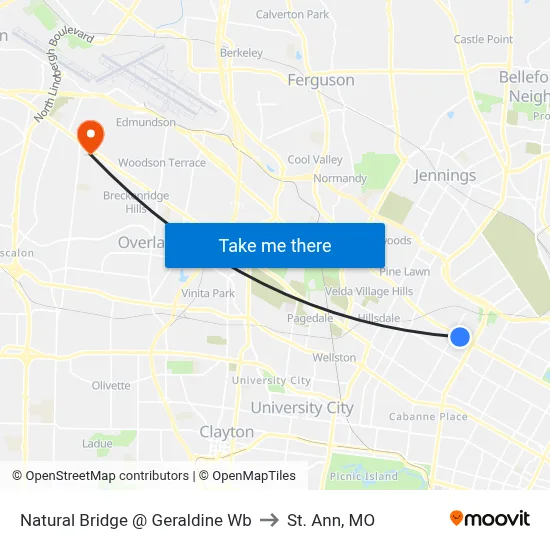 Natural Bridge @ Geraldine Wb to St. Ann, MO map