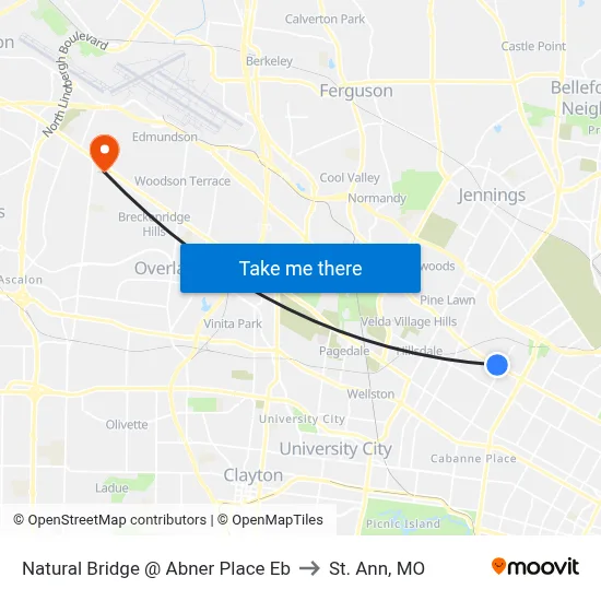 Natural Bridge @ Abner Place Eb to St. Ann, MO map