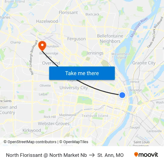North Florissant @ North Market Nb to St. Ann, MO map