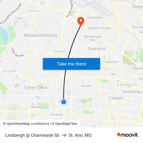 Lindbergh @ Chaminade Sb to St. Ann, MO map