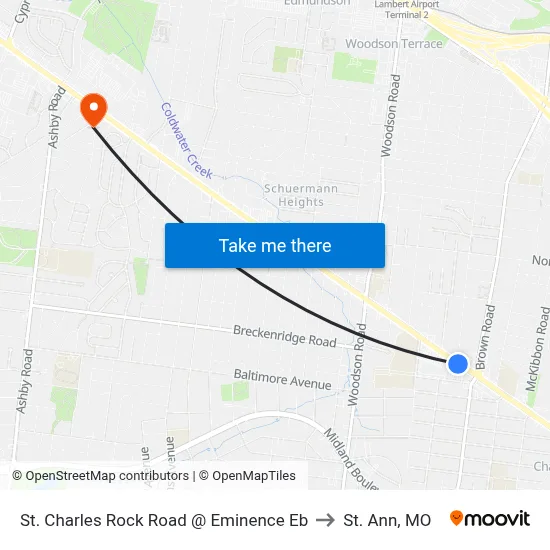 St. Charles Rock Road @ Eminence Eb to St. Ann, MO map