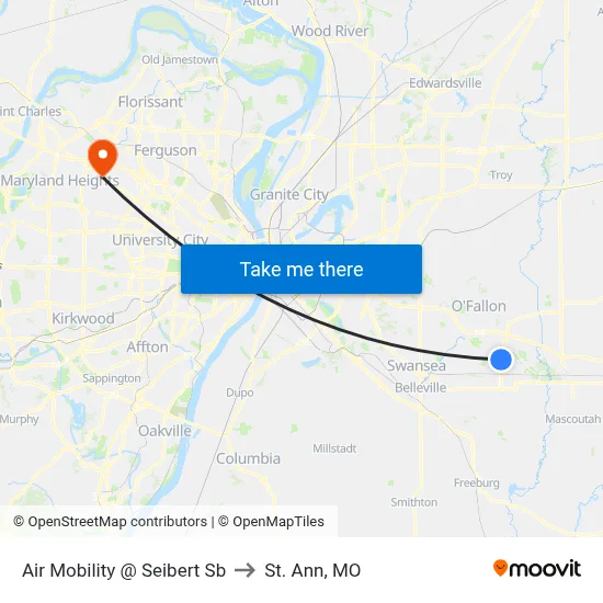 Air Mobility @ Seibert Sb to St. Ann, MO map