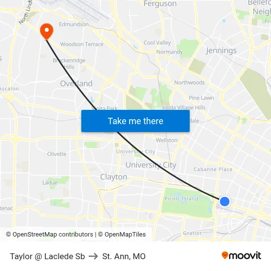 Taylor @ Laclede Sb to St. Ann, MO map