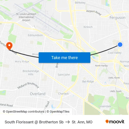 South Florissant @ Brotherton Sb to St. Ann, MO map