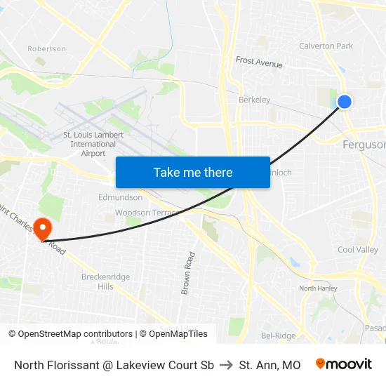 North Florissant @ Lakeview Court Sb to St. Ann, MO map