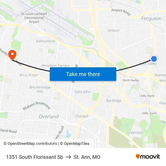 1351 South Florissant Sb to St. Ann, MO map