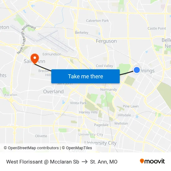 West Florissant @ Mcclaran Sb to St. Ann, MO map