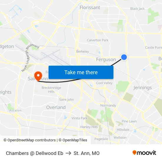 Chambers @ Dellwood Eb to St. Ann, MO map