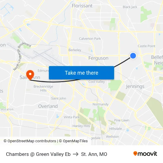 Chambers @ Green Valley Eb to St. Ann, MO map