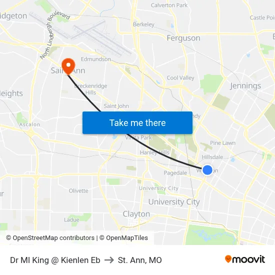Dr Ml King @ Kienlen Eb to St. Ann, MO map