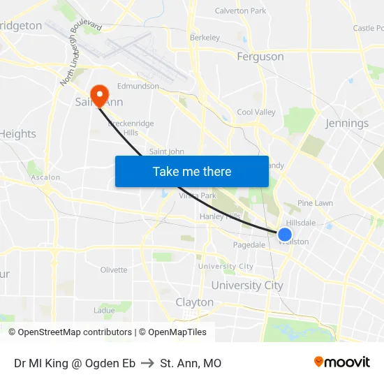Dr Ml King @ Ogden Eb to St. Ann, MO map